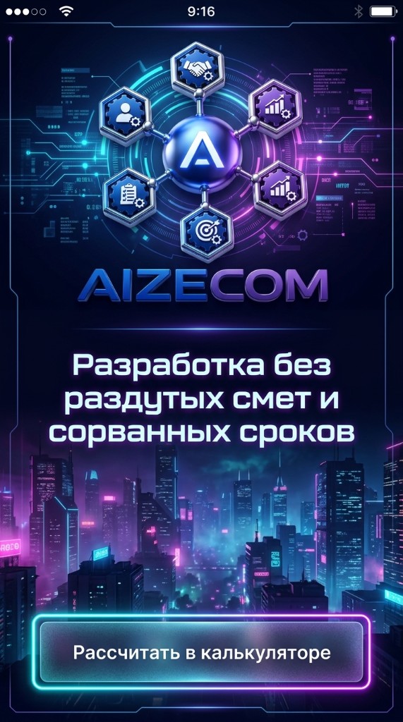 Разработка AIZECOM без раздутых смет и сорванных сроков